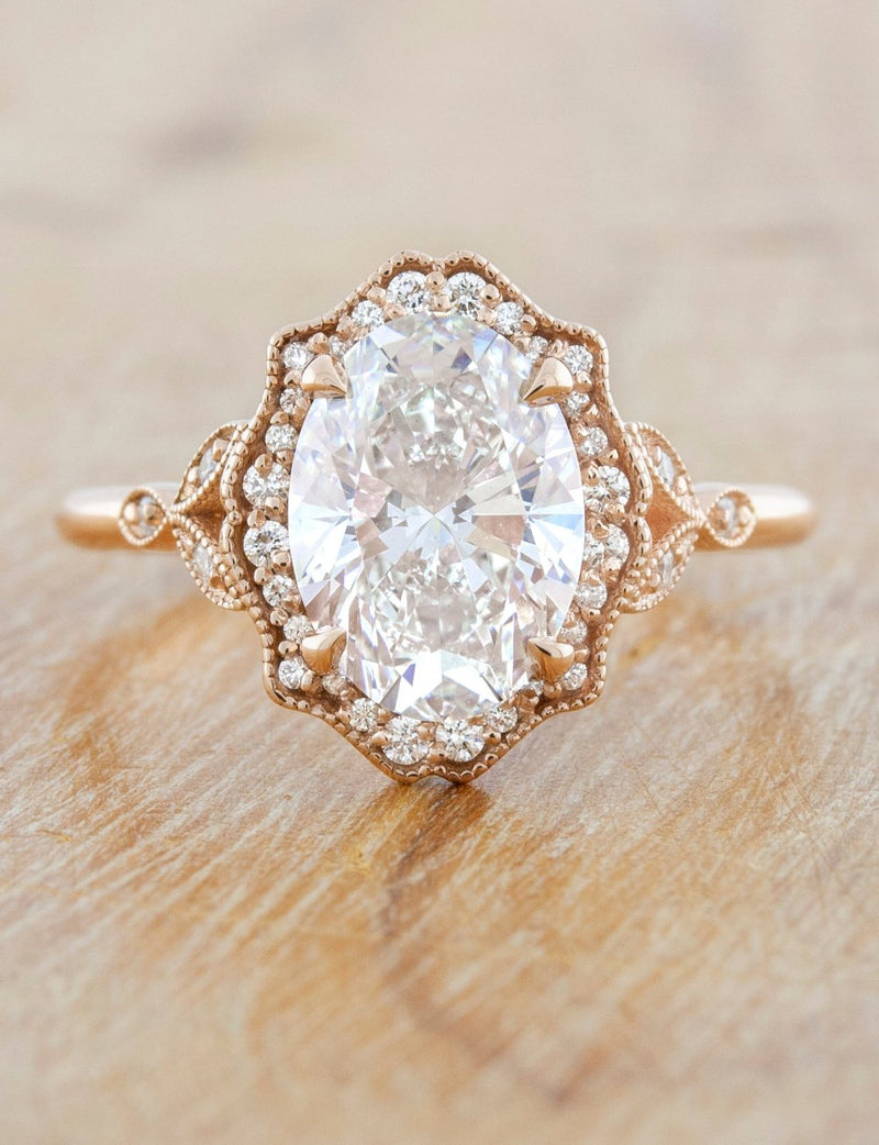 caption:Shown with 2.50ct oval diamond in 14k rose gold 