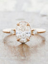 caption:Shown with 1ct oval diamond in 14k rose gold